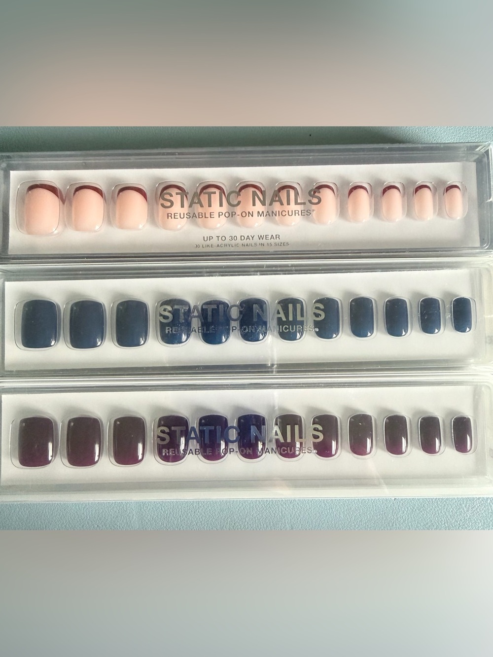 Station Nails Reusable Press-On Manicure - Pink, Blue, Purple Sets